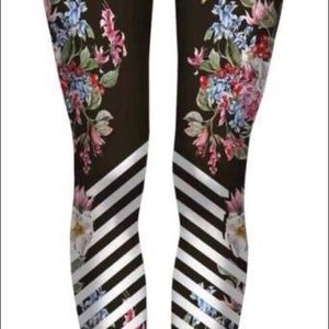 Black Floral with Linear lower leg design Plus